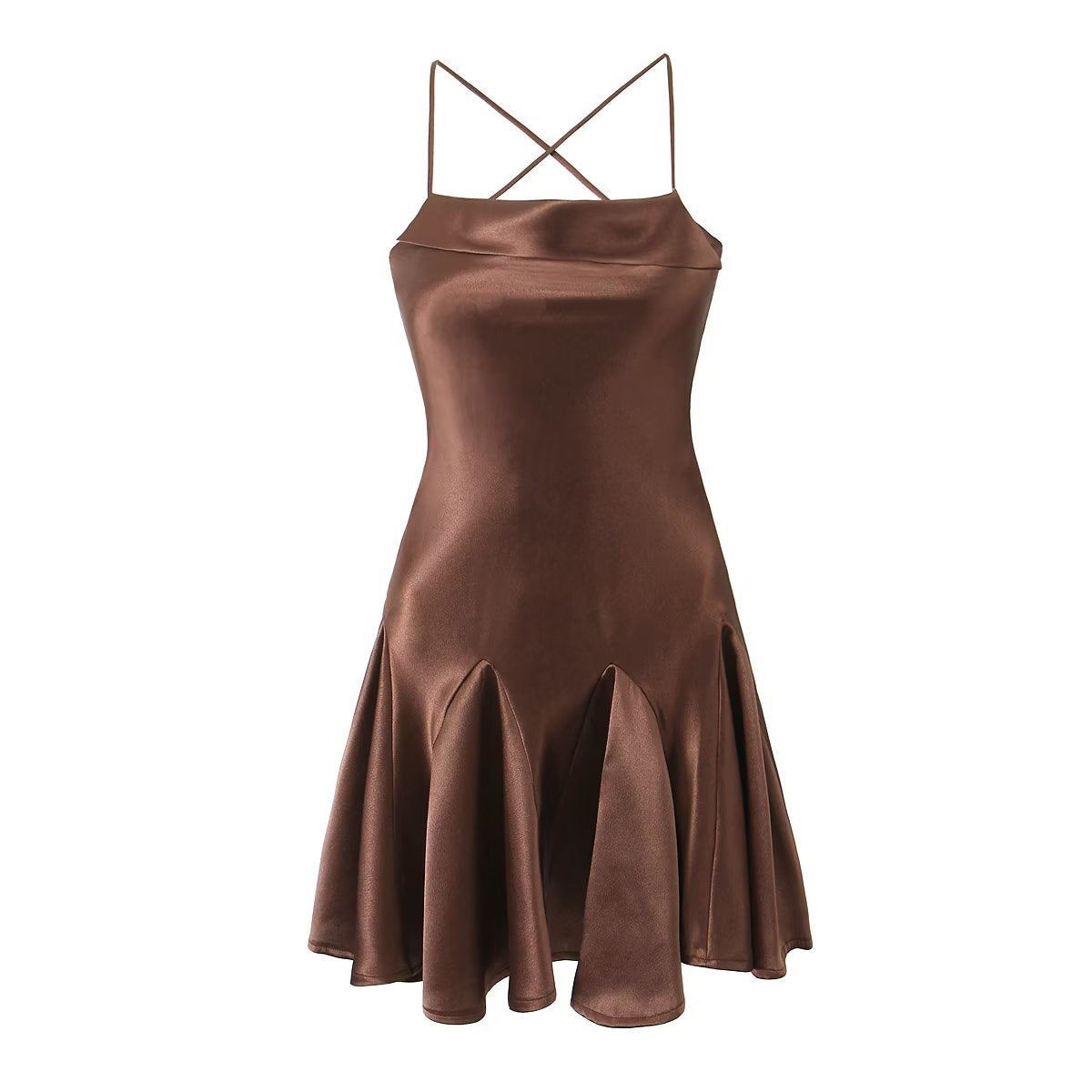 Two Color Strap Dress Lace up Backless Dress