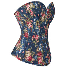 Retro Palace Blue Small Floral Shapewear Bodybuilding Girdle Girdle