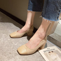 Chaussures hautes à bout carré pour femmes, style début de printemps