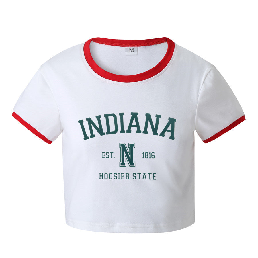 Street Internet Celebrity Short Letters Slim Fit Short Sleeve T Shirt Top