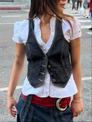 Slim Denim Vest