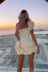 Robe à volants, taille haute, asymétrique, tube, hanches