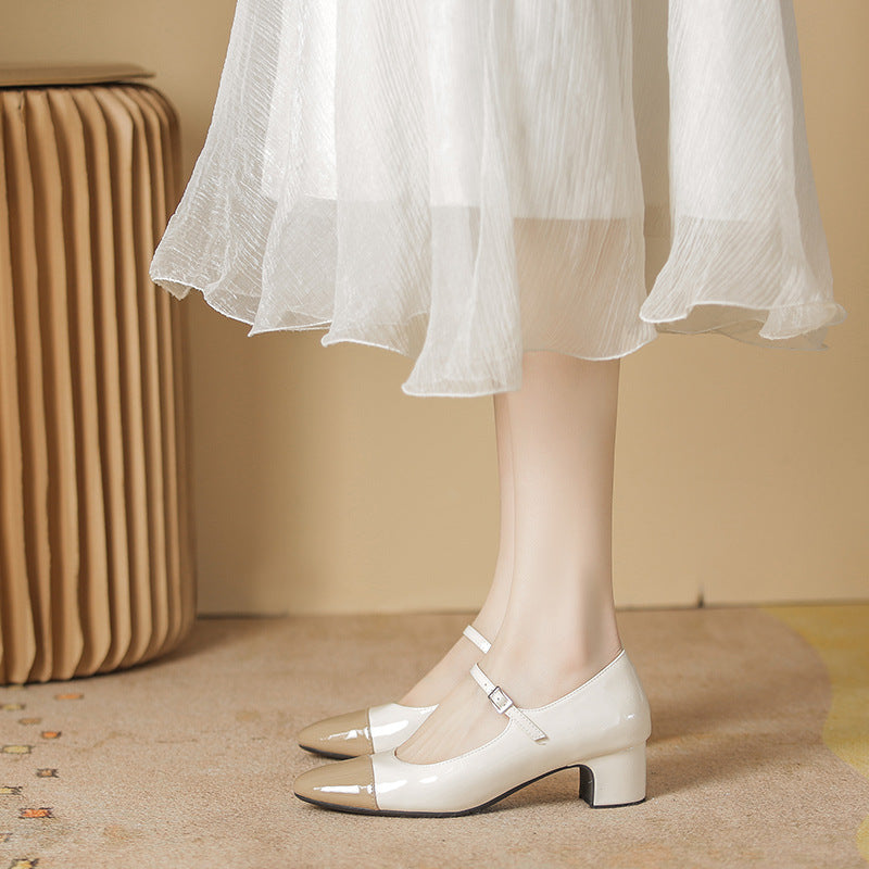 Jane French Style Low-Cut Chunky Color Heels für Damen
