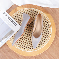 Chaussures basses à bout carré pour femme, épaisses et galvanisées