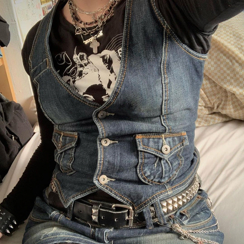 Slim Denim Vest