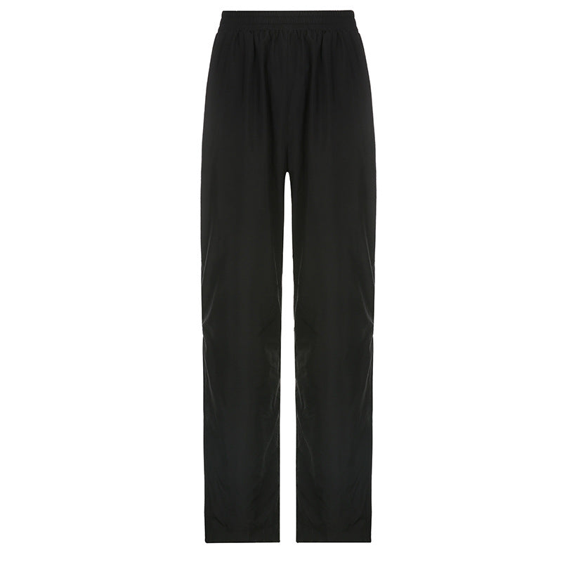 Street Retro Casual Drawstring Lace Waist of Trousers Loose Wide Leg Pants Handsome Dance Exercise Ankle Tied Trousers