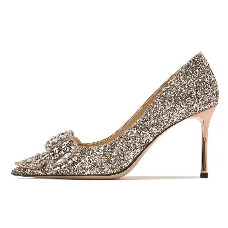 Frauen Herbst Goldene Strass Bogen Braut Kristall