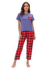 Home Wear Pajamas Two Piece Set Short Sleeve Trousers Suit Leopard Print Tie Dye