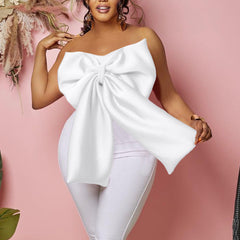 Bowknot Decoration Asymmetric Short Top