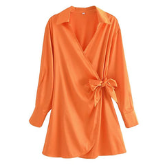 Satin-Bauchdeckenkleid mit Schleife und Schnürung, kurzes Kleid