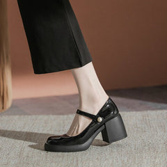 Damen Chunky Pumps Frühfrühling Flacher Mund Fee Stil Heels