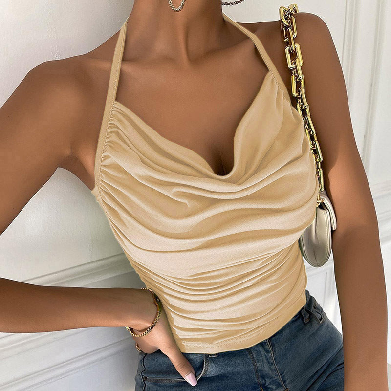 Pile Collar Show Chest Little Suspenders Top