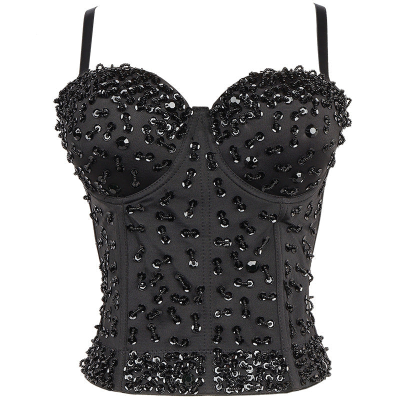 Slimming Corset Beaded Sequ Waist Strap Three Dimensional with Chest Pad Small Heavy Work Vest