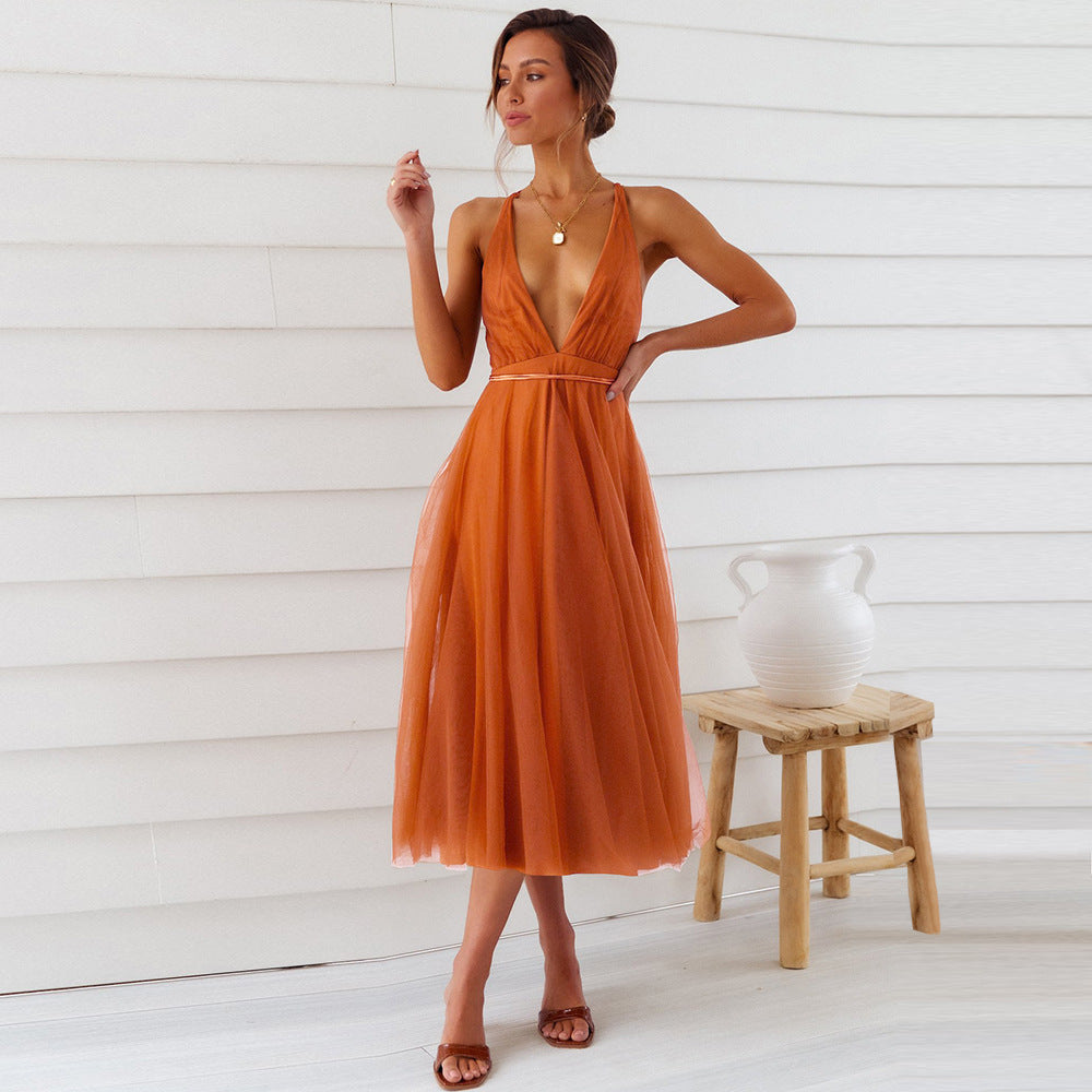 Cami-Kleid Mesh Elegantes Kleid Brautjungfernkleid