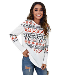 round Neck Christmas Stitching Printing Casual Loose T shirt