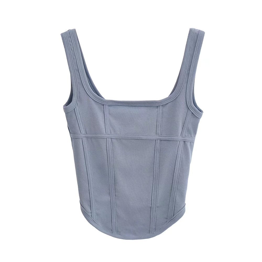 Curved Hem Exposed cropped Niche All-Match Wear Boning Corset Boning Corset Camisole