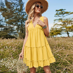 Sundress V-neck Pastoral Simple Dress Shoulder Strap Wild Dress