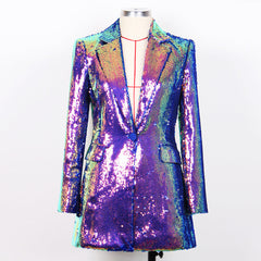 Cooler, farbiger Blazer mit Pailletten und einem Knopf