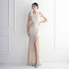 Craft Sequined Toast Long One Shoulder Appreciation Dinner Slim Fit Fishtail Wedding  Socialite