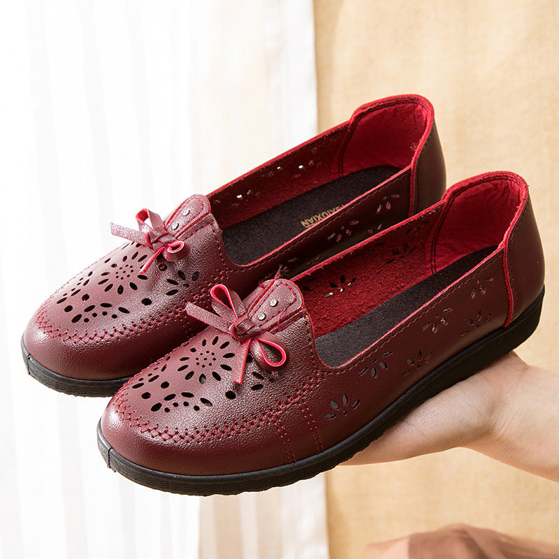 Women's Bottom Mom Pumps Flat Hollowed