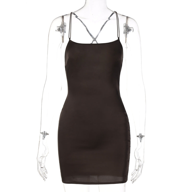 Nightclub Dress Satin off Neck Backless Sheath Dress