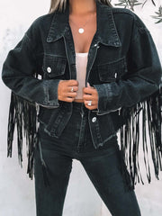 Casual Loose Cross Tassel Denim Jacket