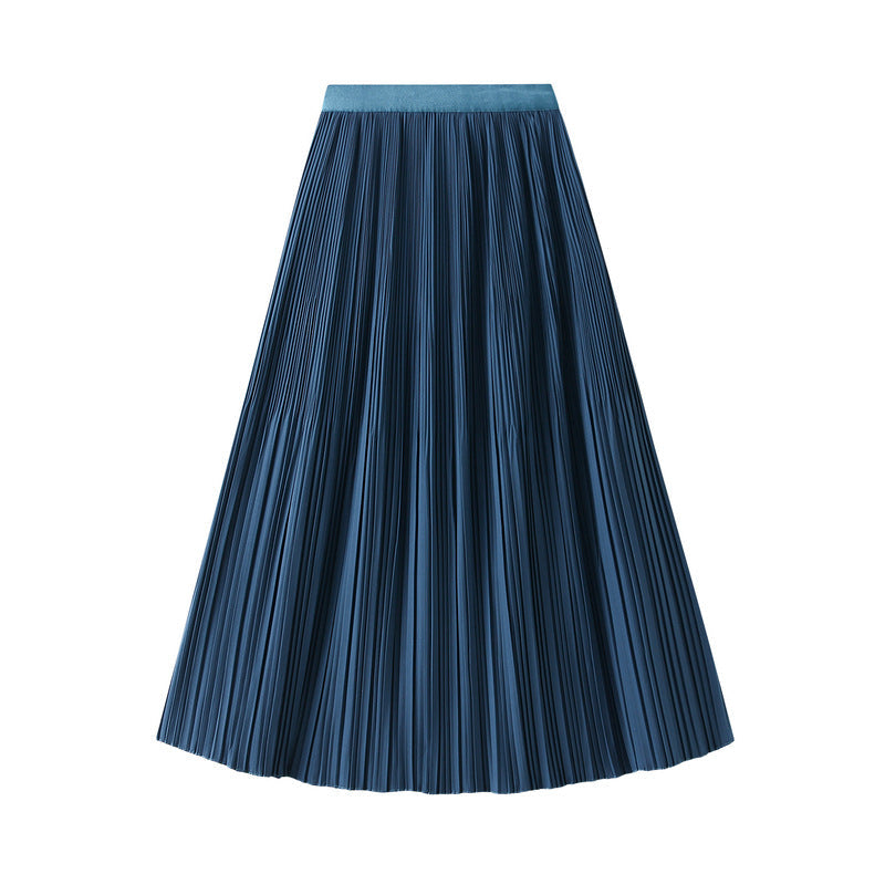 Elegant Pleated Skirt Double Pleated Draping Slimming Mid Length Pleated Skirt