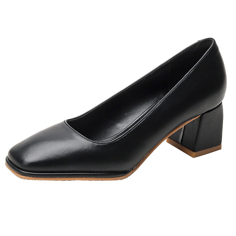 Women's Chunky Pumps Mid Professional Black High
