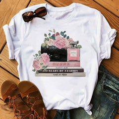 T shirt Top Print round Neck Top T-shirt