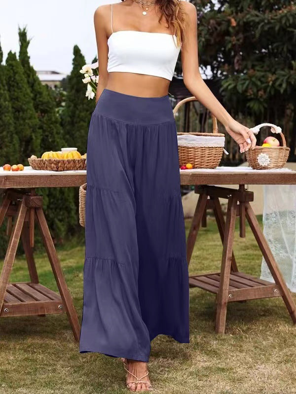 Casual Wide Leg Cotton Linen High Waist Loose Pants Pants