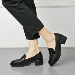 Women's British Style Soft Chunky Comfort Leather Shoes