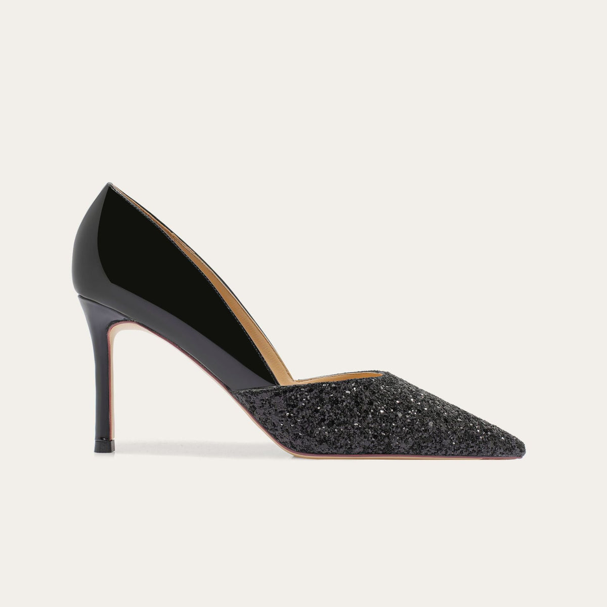 Women's Low-cut Pointed Sequined French Black Gold High