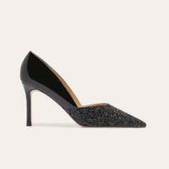 Women's Low-cut Pointed Sequined French Black Gold High