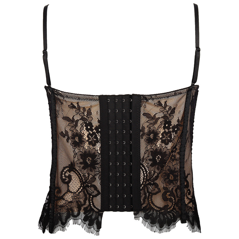 Thin Boning Corset Strap Waist Tight Lace Bottoming Vest Bra-Free Can Be Worn outside Mesh Shirt