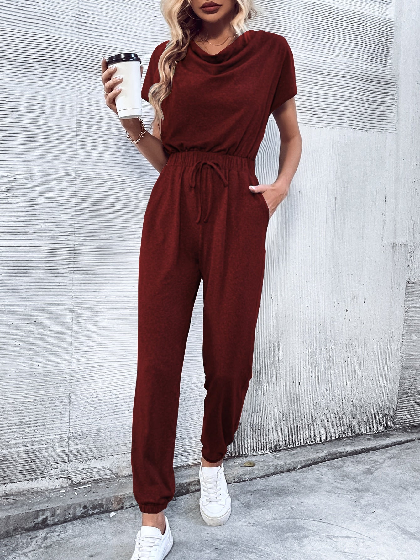 Casual Short Sleeved Wide Leg Jumpsuit