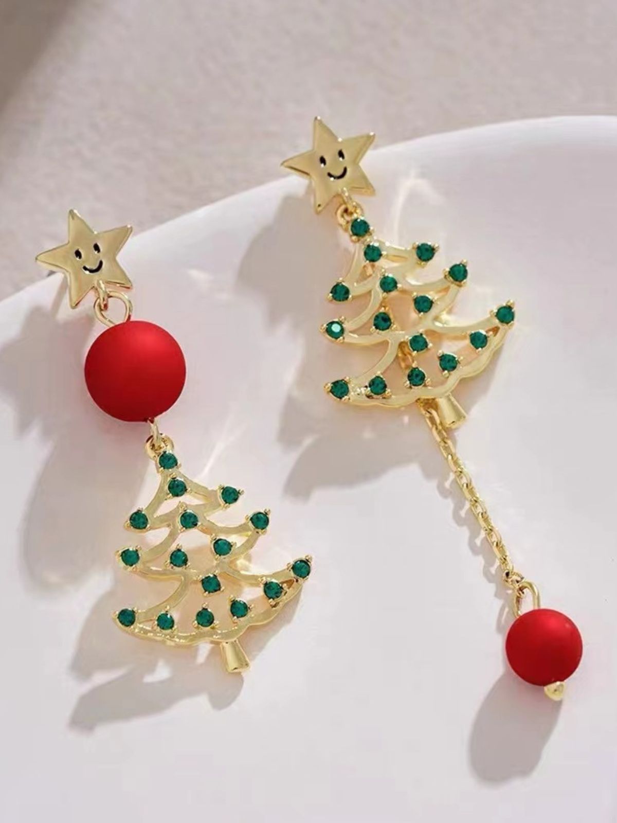 Weihnachtsbaum Lächeln Stern Strass Ohrringe