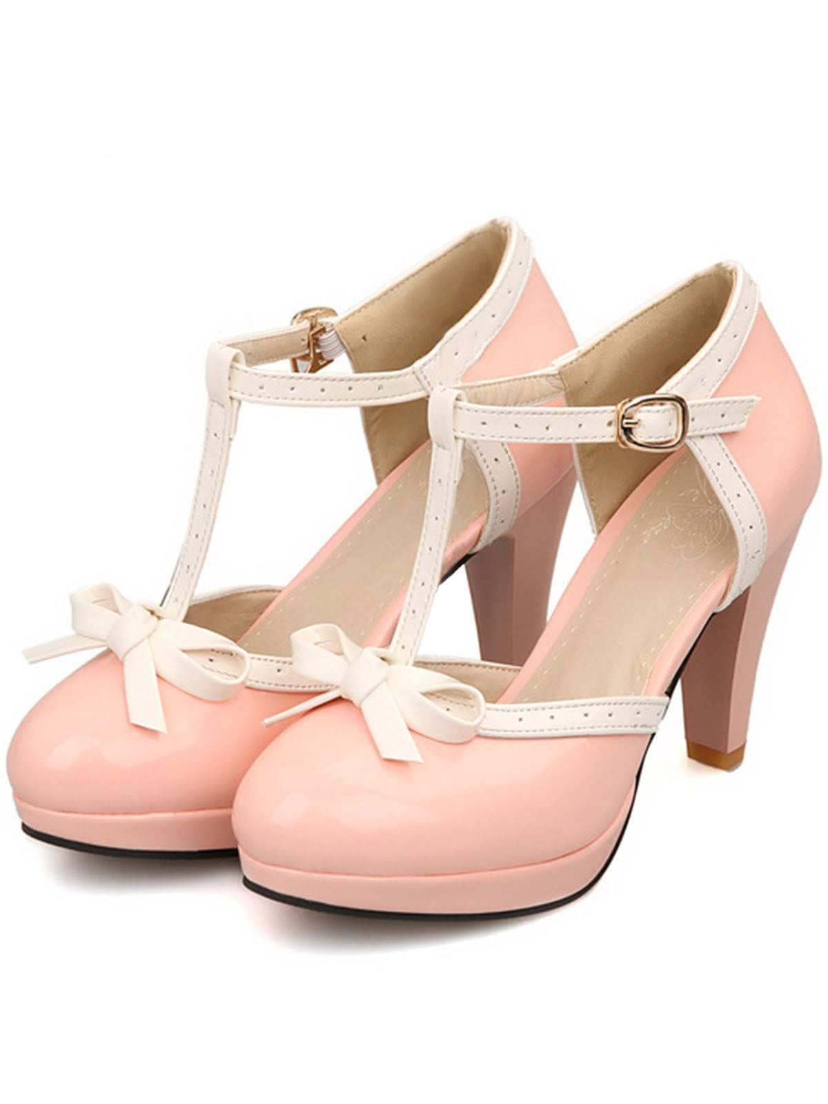 Chaussures à talons hauts avec nœud décoratif rétro