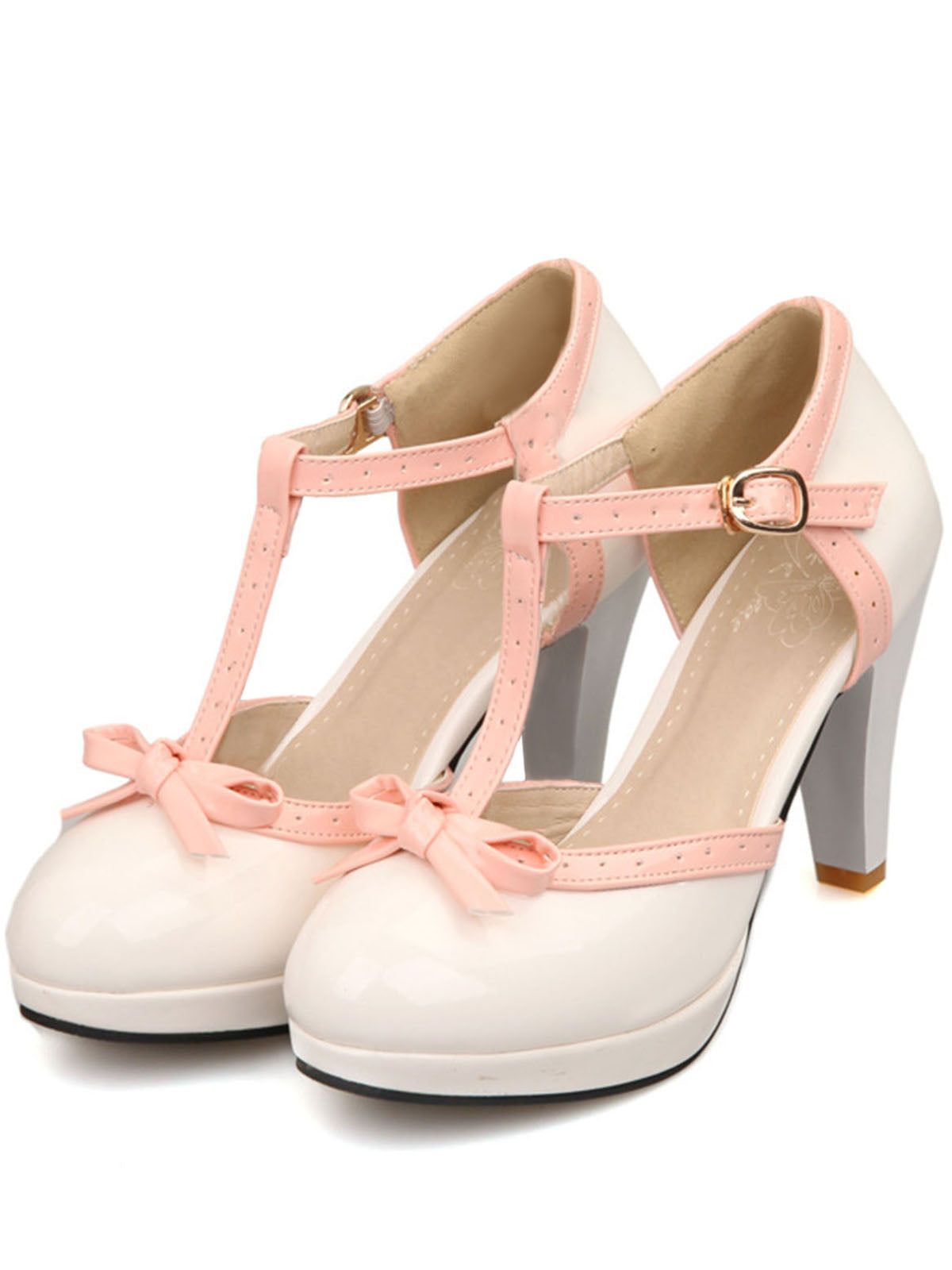 Chaussures à talons hauts avec nœud décoratif rétro