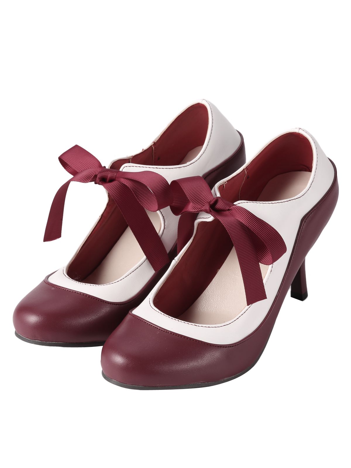 Retro Wine Red Lace-Up Stiletto Shoes