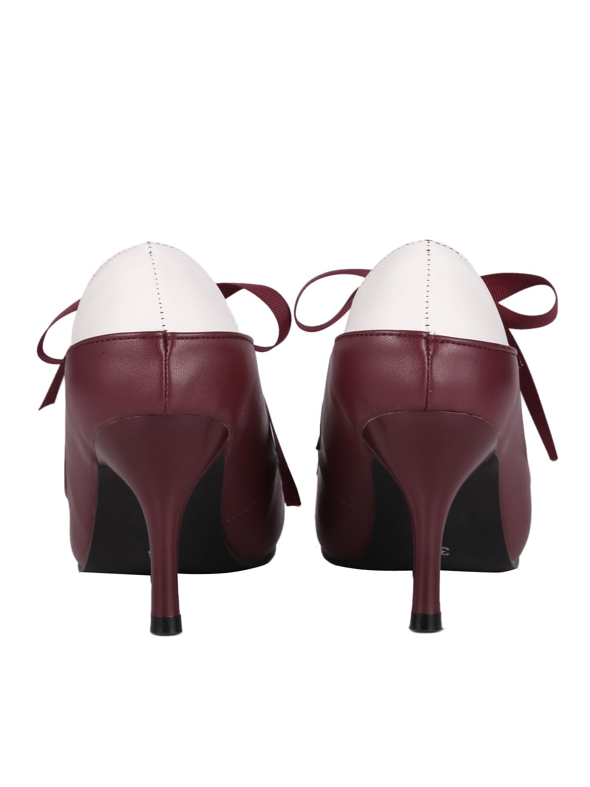 Retro Wine Red Lace-Up Stiletto Shoes