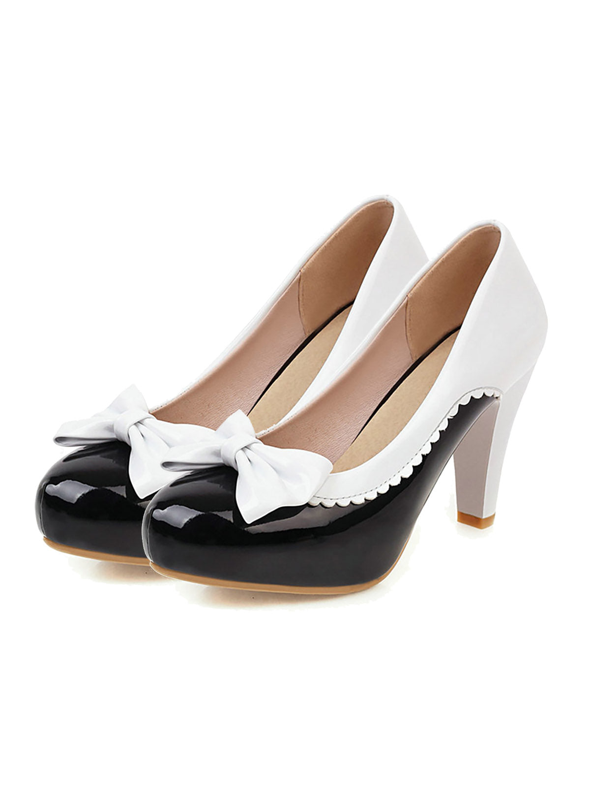 Chaussures à talons hauts rétro avec nœud papillon