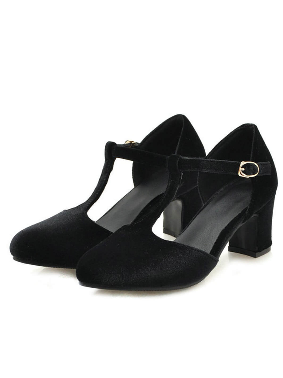 Retro Mary Jane High Heel Schuhe mit T-Riemen