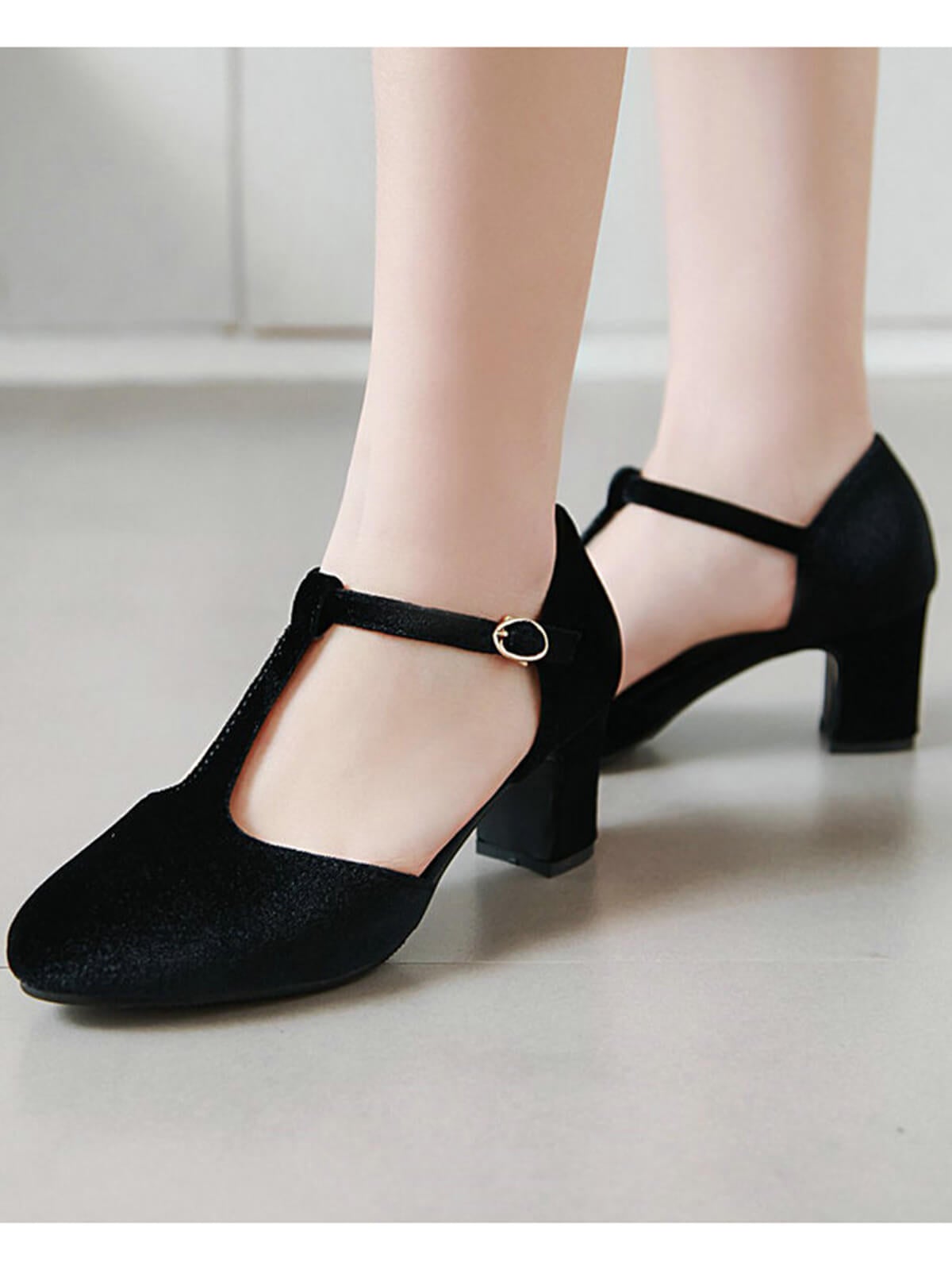 Chaussures à talons hauts Mary Jane rétro à brides en T