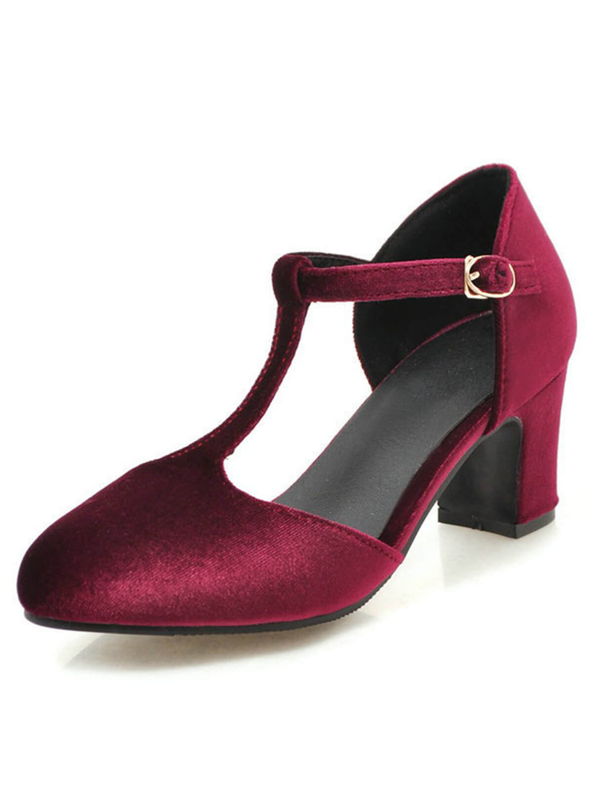Retro Mary Jane High Heel Schuhe mit T-Riemen