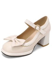 Chaussures Mary Jane à talons épais et nœud papillon