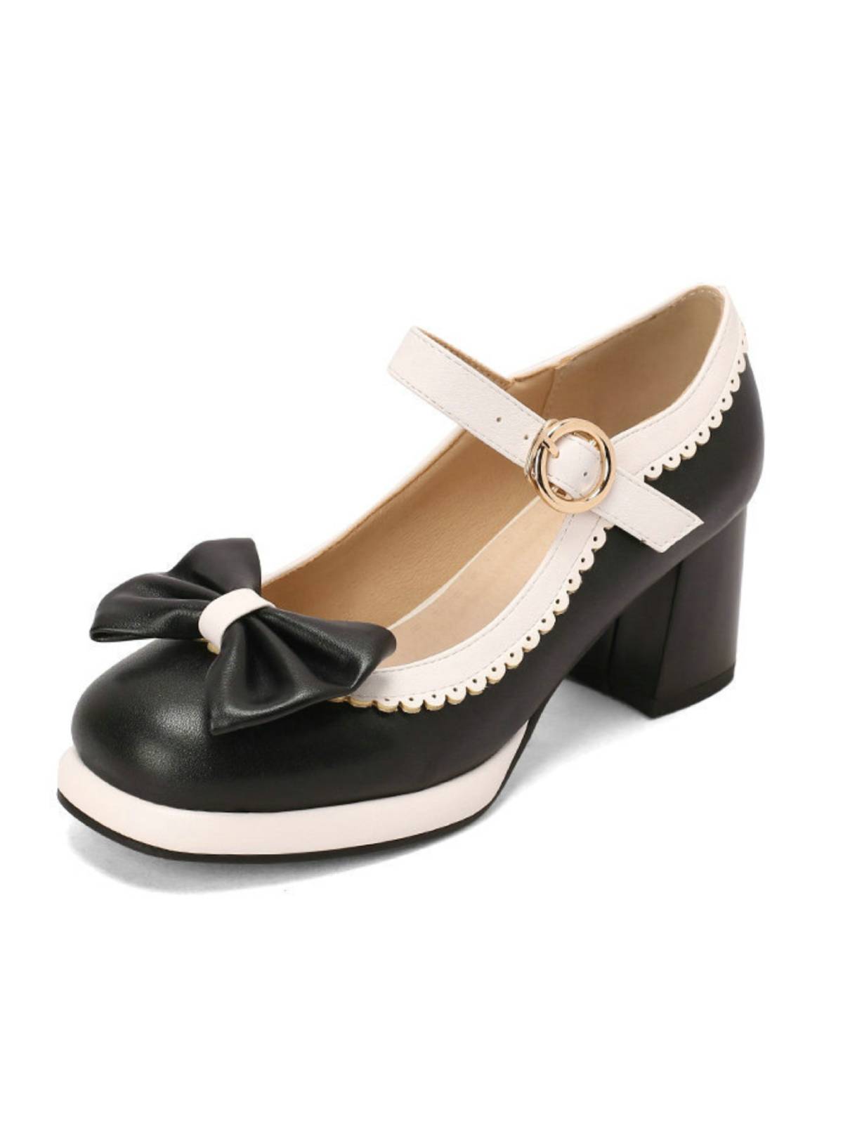 Chaussures Mary Jane à talons épais et nœud papillon