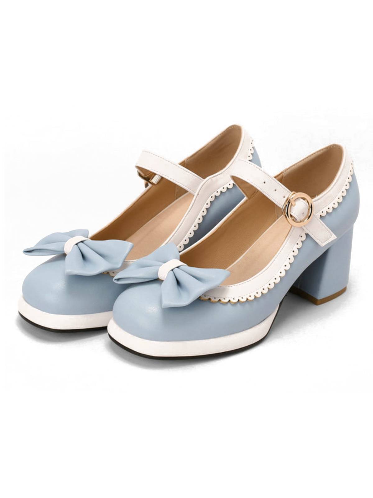Chaussures Mary Jane à talons épais et nœud papillon