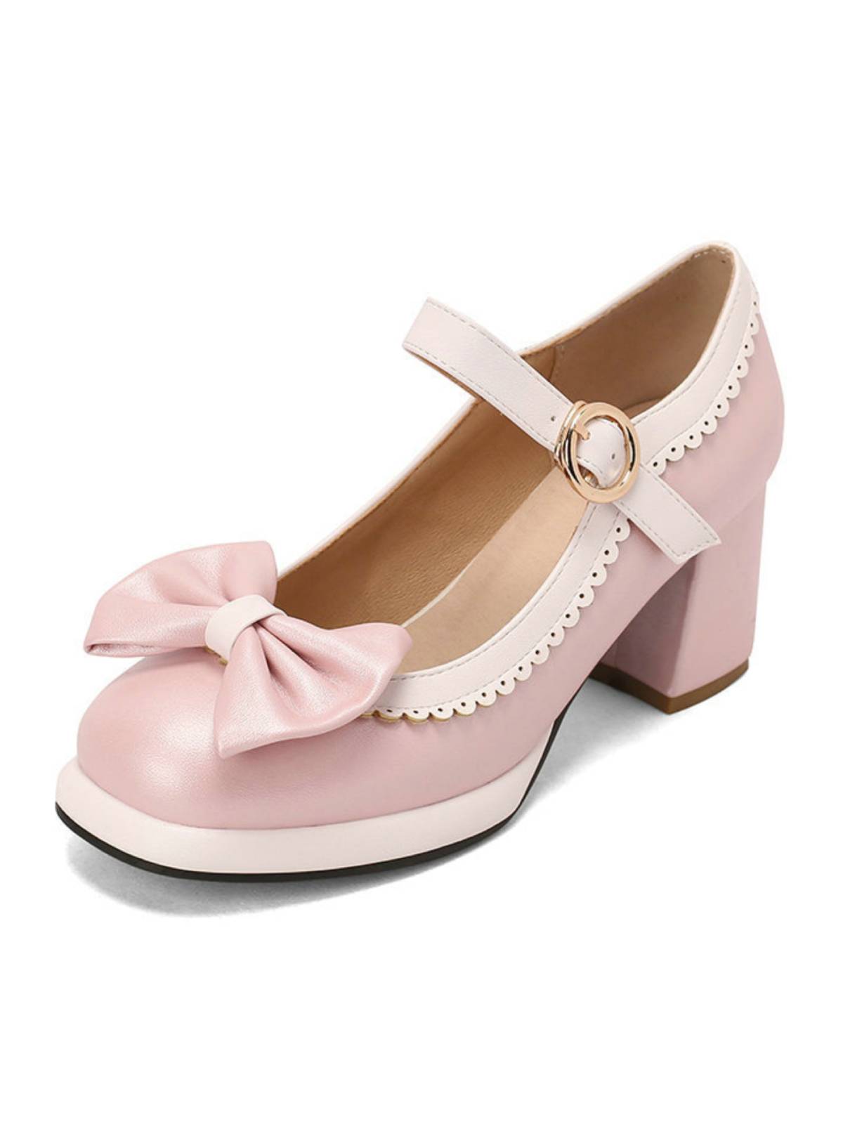 Chaussures Mary Jane à talons épais et nœud papillon