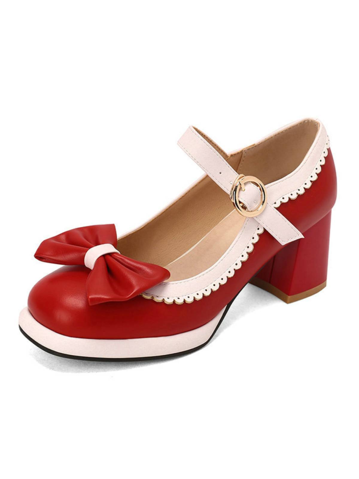 Chaussures Mary Jane à talons épais et nœud papillon