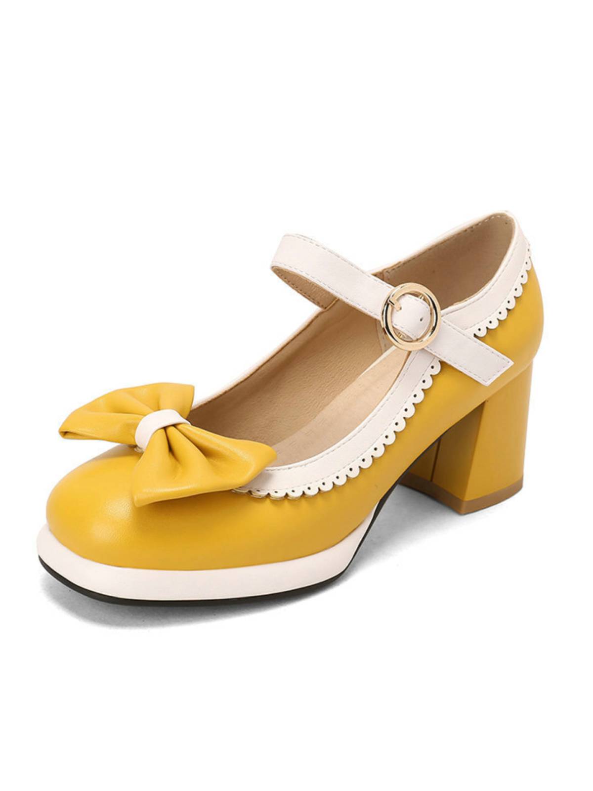 Chaussures Mary Jane à talons épais et nœud papillon